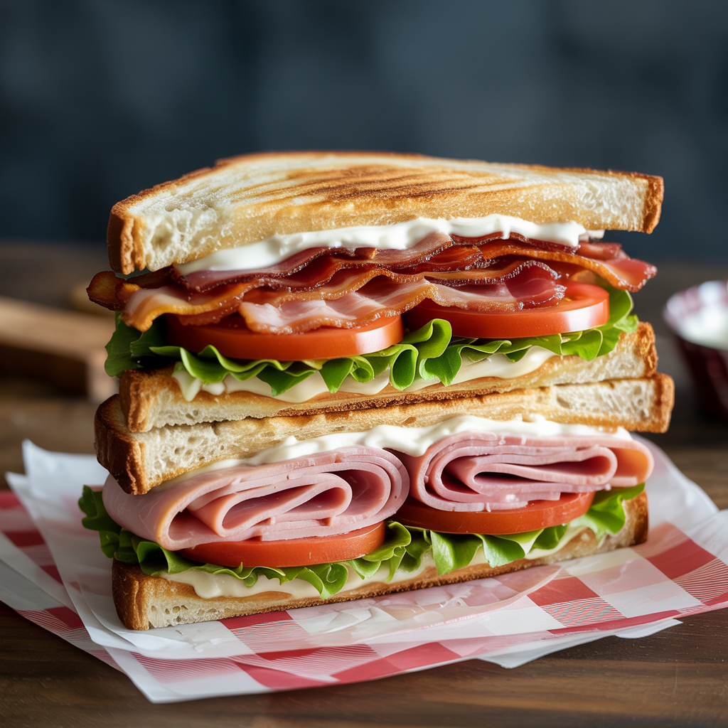 Ham & Bacon Club Sandwich